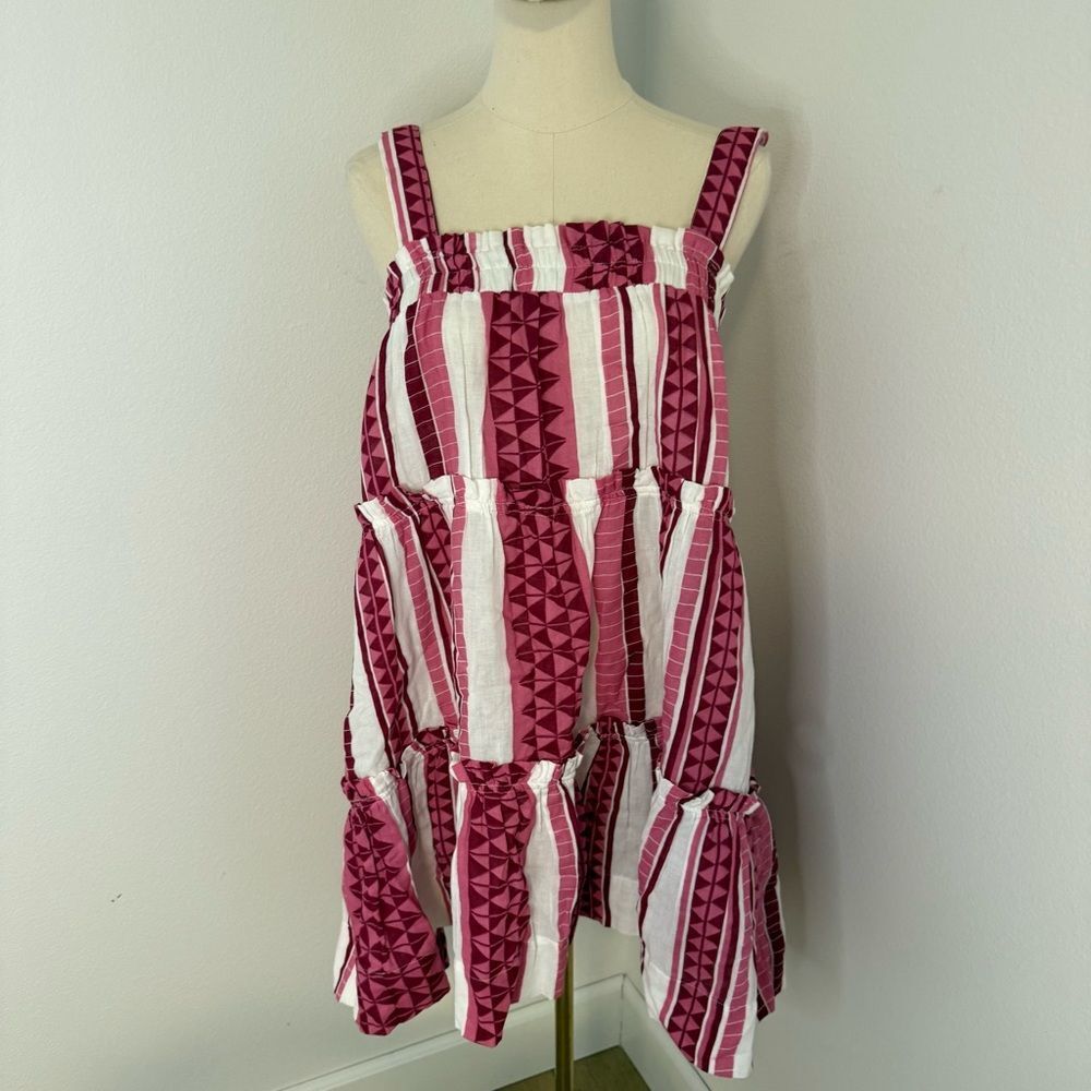 [Elan] Pink and White Patterned Mini Dress - Size Large